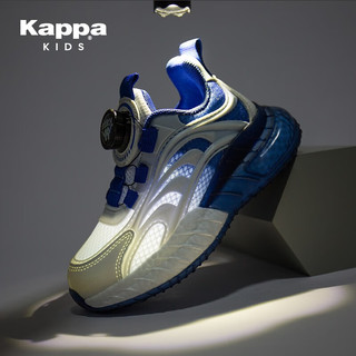 Kappa Kids卡帕儿童鞋网面运动鞋男童2023夏季新款透气网鞋旋转纽扣休闲跑鞋 白色 28码/内长18cm适合脚长17cm