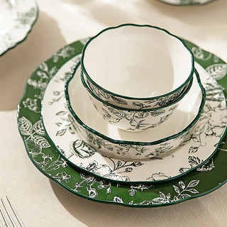 摩登主妇玫瑰假日中国风陶瓷碗盘餐具中式碗碟饭碗盘子鱼盘汤碗 12英寸鱼盘 规格见图二