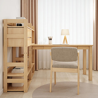 摩高空间20234北欧风实木书柜卧室书房现代学生学习写字桌 1.2米桌+椅子