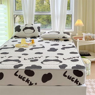 名创优品（MINISO）夏季冰丝乳胶凉席床笠款床罩床垫保护罩花边款床单床套 熊猫 1.8米三件套