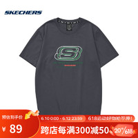 斯凯奇Skechers夏季情侣款针织圆领短袖透气上衣运动t恤 L223U162-026R 奥德赛灰 L