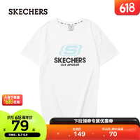 SKECHERS斯凯奇短袖男吸汗透气棉圆领T恤男女同款休闲运动上衣 亮白色/0019 165/84A/S