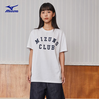 美津浓（MIZUNO）HERITAGE 男女运动透气休闲速干短袖T恤 01/白色 2XL