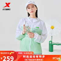 特步（XTEP）外套女2023夏季薄款连帽透气上衣977228140213 飘杉绿、珍珠白 S