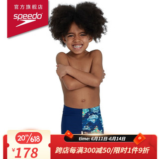 速比涛（Speedo）儿童泳裤 可爱印花婴幼儿男童及膝泳裤 蓝色/蓝色 3