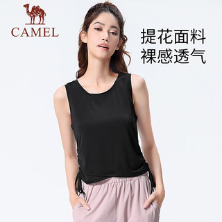 骆驼（CAMEL）瑜伽服背心女跑步服上衣健身服无袖高级感运动服训练美背性感 Y23BA06383，幻影黑 XXL