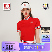 RYDER CUP莱德杯高尔夫服装女短袖23新品时尚轻薄透气立领女士T恤 红色 XS