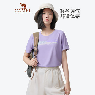 骆驼（CAMEL）户外速干T恤女短袖圆领排汗透湿运动上衣情侣徒步服 A23BA6J054