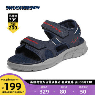 斯凯奇（Skechers）2023春夏男户外沙滩魔术贴凉鞋237286 海军蓝色/灰色/NVGY 43