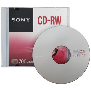 索尼（SONY） DVD空白光盘DVD+R空白光盘刻录碟 50片桶装刻录盘 CD-RW 可重复刻录单片装（10片盒装）