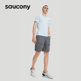 Saucony索康尼运动短裤男裤23夏季休闲跑步短裤梭织休闲运动裤透气短裤子 灰色 S（165/76A）