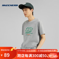 斯凯奇Skechers夏季情侣款针织圆领短袖透气上衣运动t恤 L223U162-004F 中花灰 XXL