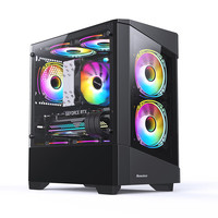 航嘉 GX660S战斗堡垒 双面玻璃全景侧透 桌面游戏机箱（支持M-ATX主板/240水冷） 机箱黑色+北极圈ARGB风扇*5 GX660S战斗堡垒