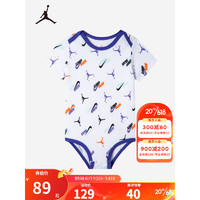 NIKE AIR JORDAN 耐克幼童装男童爬爬服夏季儿童短袖连身衣 纯白色 24M