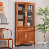 苏汀小镇红木家具非洲花梨（学名：刺猬紫檀）书柜组合实木中式书橱架陈列柜置物展示柜 单个:长100*宽38*高196cm