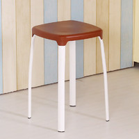 迈亚家具家用塑料方凳简易圆凳餐换鞋凳子椅子时尚创意高凳加厚彩色板凳 白腿棕色