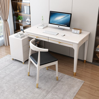 摩高空间实木转角书桌书柜组合台式桌卧室可伸缩办公桌-1.4米单桌+椅子