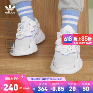 adidas 阿迪达斯 ORIGINALS OZWEEGO C 女童休闲运动鞋 EF6317 白/白/浅天蓝 34码