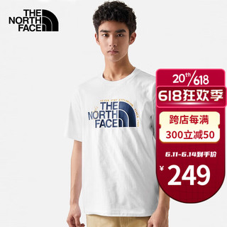 北面（The North Face）北面T恤男夏季新款户外运动服透气宽松休闲吸湿排汗棉质半袖短袖 FN4/白色 S