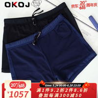 OKOJ品牌2023夏季新款男士泳裤运动速干大码平角度假沙滩游泳裤 黑色 XL