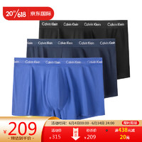 Calvin Klein CK 男士平角内裤套装 3条装 送男友礼物 U2664G 4KU黑蓝蓝 XS