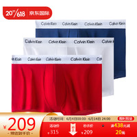 Calvin Klein CK 男士平角内裤套装 3条装 送男友礼物 U2664G I03红白蓝 XS