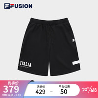 斐乐（FILA） FUSION潮牌男子针织短裤2023夏新款宽松简约运动休闲裤 深黑-BK 165/76A/S