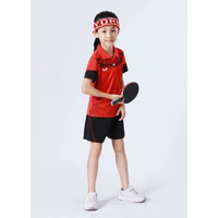 蝴蝶球衣乒乓球服儿童套装小学生速干比赛运动服团体男女透气速干服 B红色 M