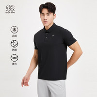 KOLON SPORT/可隆凉感POLO衫 男子运动户外TRICOT HYBRID防晒短袖 LHPT3MN231-BL 黑 170/M