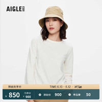 AIGLE艾高2023年春季新品女吸湿排汗UPF40+防晒防紫外线长袖T恤 粉白色 AI572 M(165/88A)