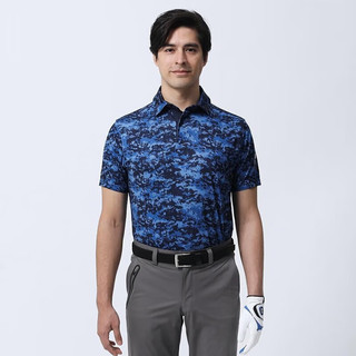 Footjoy新款高尔夫服装男士运动舒适golf短袖时尚印花迷彩上衣2023新款 80467 迷彩蓝 M