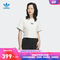 adidas 阿迪达斯 官方三叶草女装夏季运动上衣圆领短袖T恤IK8671 汉玉白 A/M