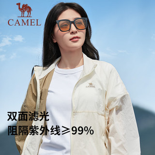 骆驼（CAMEL）太阳镜女折叠口袋气垫墨镜防晒防紫外线潮流开车偏光防晒眼镜 1J32267121-1，奶茶色（圆框）