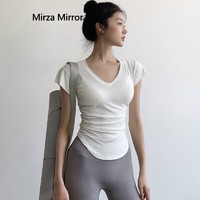 蜜莎蜜拉（Mirza Mirror）新款运动上衣女紧身速干T恤夏季薄款透气短袖健身专业训练瑜伽服 白色 S