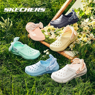 斯凯奇徐梦洁同款Skechers2023夏季女子时尚蝴蝶结洞洞鞋凉拖沙滩鞋拖鞋 111494-MNT 春藤绿 35