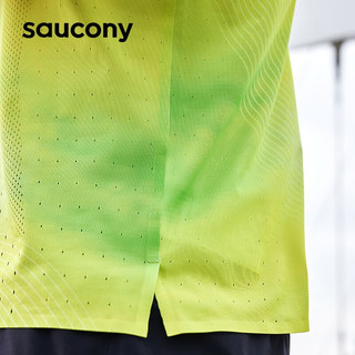 saucony 索康尼 跑步背心男夏季新款透气速 干旗舰亲肤运动比赛男子背心 炫彩黄绿色-PR22 XL(180/100A)