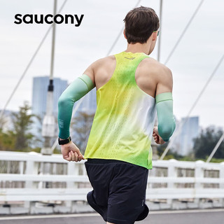 saucony 索康尼 跑步背心男夏季新款透气速 干旗舰亲肤运动比赛男子背心 炫彩黄绿色-PR22 XL(180/100A)