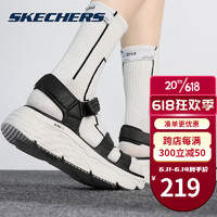 SKECHERS 斯凯奇 休闲鞋女鞋 23夏季新款户外运动鞋魔术贴厚底松糕鞋沙滩鞋凉鞋子 厚底凉鞋-BKW 7/37/240