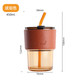 雅漫庭（YAMANTING）吸管玻璃杯大容量高颜颜咖啡ins风竹节杯子 茶色/透明