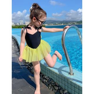 魔肯（MOKEN）新款儿童连体泳衣女童夏季纱裙宝宝洋气吊带装游泳衣套装公主 香槟色 90(适合身高80-85cm)