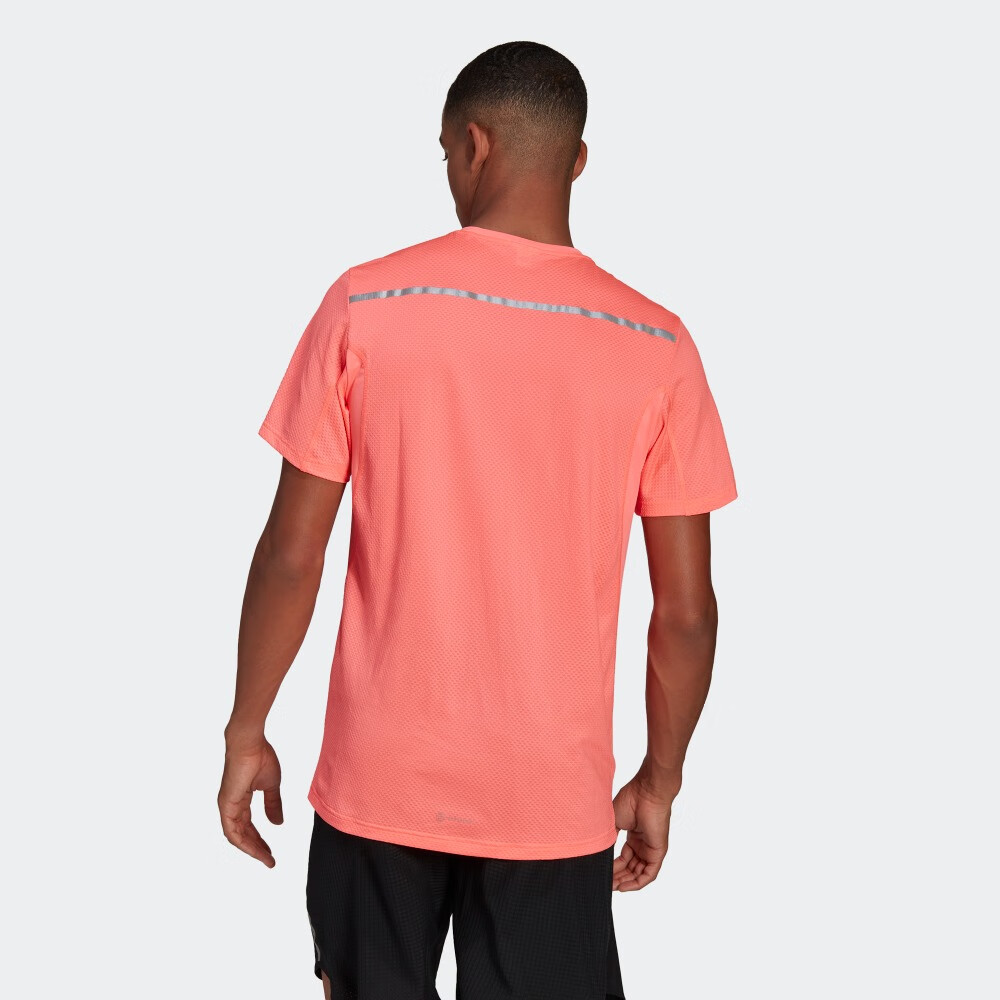 adidas 阿迪达斯 官方男装速干跑步运动上衣短袖T恤HB7459 酸性红/深银灰 A/XL