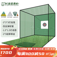 B.C.GOLF高尔夫 室内外打击笼 挥杆练习器 高尔夫练习场家用 高尔夫练习网 标配+软管+打击垫+3*5短草草皮