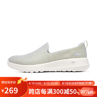 Skechers2023夏季女子时尚一脚蹬浅口休闲运动鞋懒人鞋 124199-LGYL 浅灰色/黄色 35