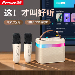 Newmine 纽曼 DP99无线蓝牙音箱家庭ktv音响套装户外大音量广场舞小型家用k歌手提便携式带炫彩灯光 双麦版