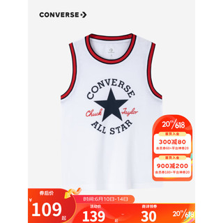 Converse 匡威童装男女童背心2023夏季新款儿童舒适纯棉无袖T恤上衣 纯白色 110/52(4)