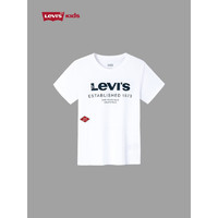 Levi's 李维斯童装男童短袖T恤2023夏季新款儿童网眼透气拼接短T上衣 明亮白 110/52