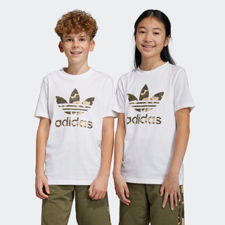 adidas阿迪达斯官方三叶草男女大童夏运动上衣圆领短袖T恤IC2134 白 164CM