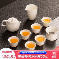 瓷牌茗茶具 cipaiming teaset）羊脂玉茶具套装《燕尾壶》羊脂玉10件套