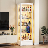 蔻丝（ColesHome）玻璃小酒柜展示柜客厅靠墙家用红酒柜储物柜一体 60*40*180 黄色灯