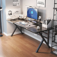 普派（Pupai）电脑桌台式学习桌书桌落地家用办公双人桌K腿钢架长桌子 黑色160cm